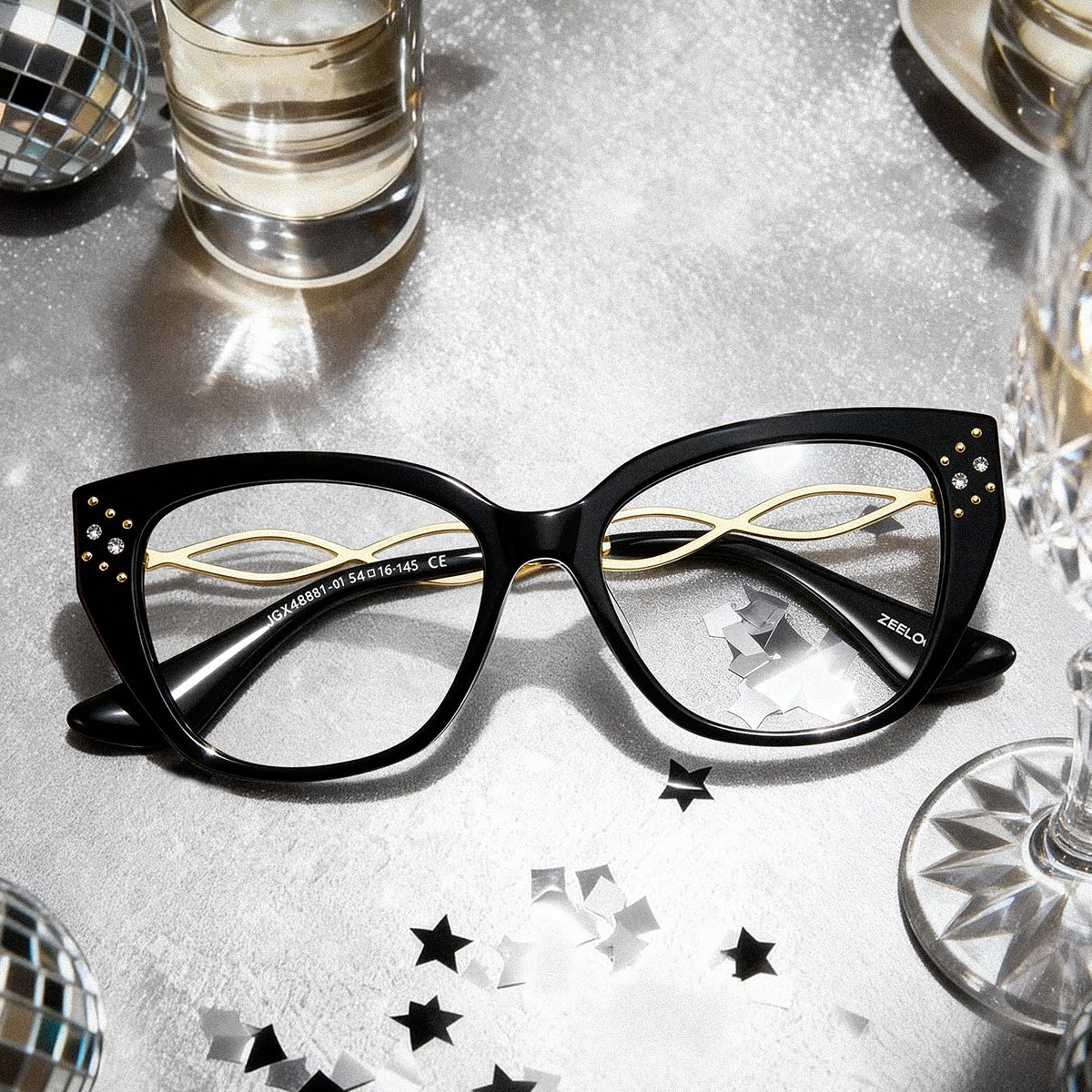 Alma Butterfly Black acetate Glasses