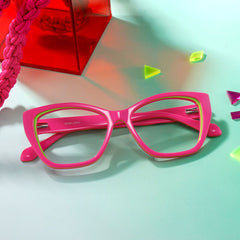 Blaise Butterfly Pink Green acetate Glasses