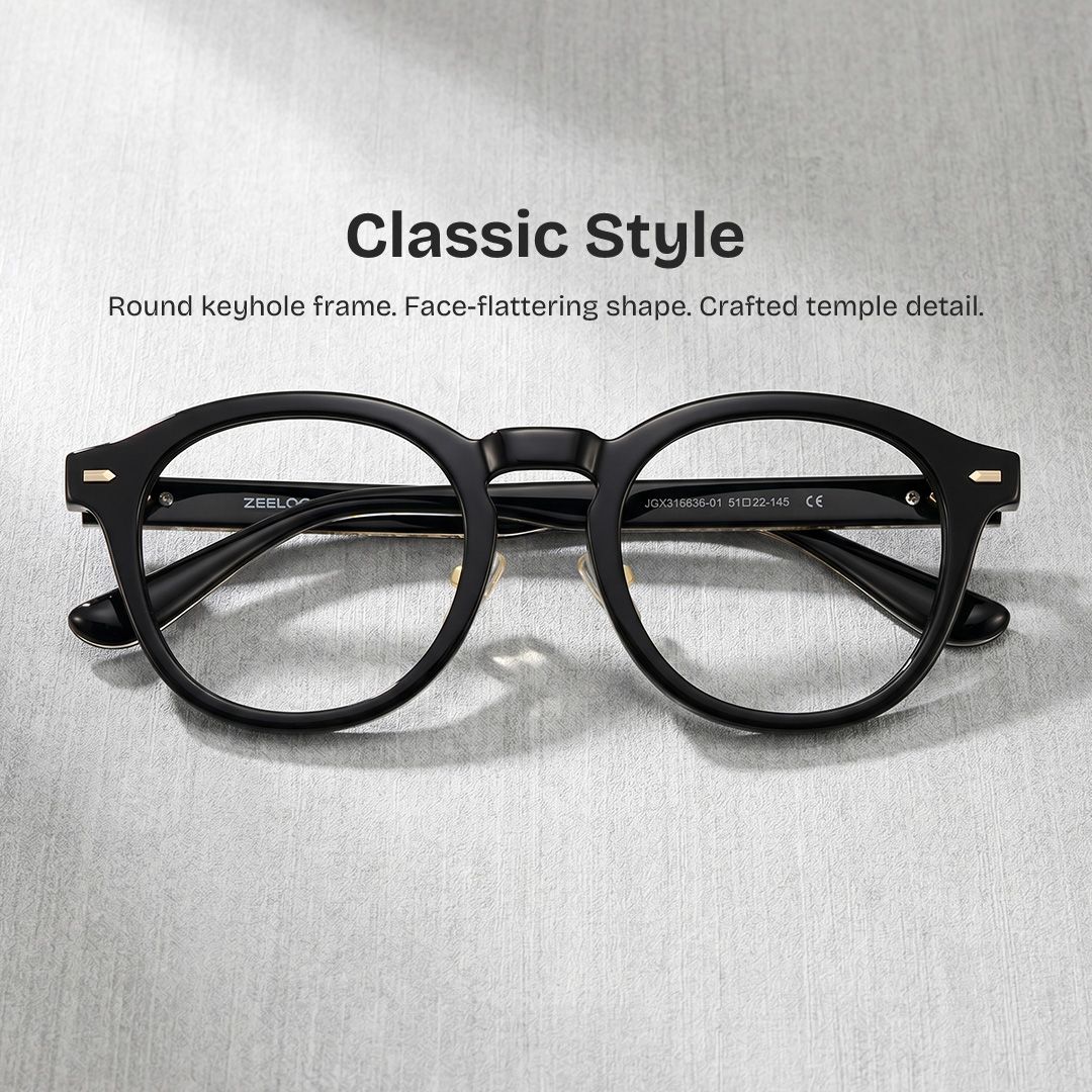 Frances Round Black acetate Glasses