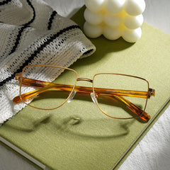 Felicity Geometric Gold yellow metal Glasses