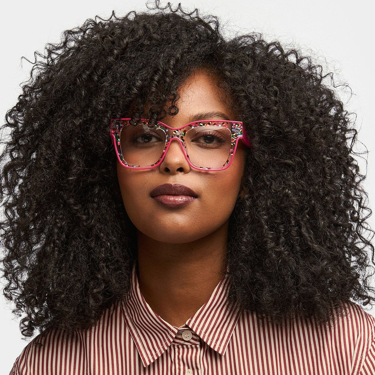 Zerica Square Rose Red acetate Glasses