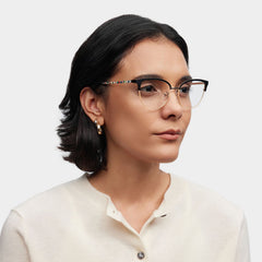 Lacey Browline Black metal Glasses