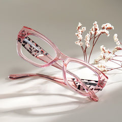 Skylar Butterfly Clear Pink acetate Glasses