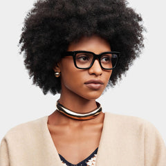 Zinnia Rectangle Black acetate Glasses
