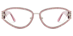 Star Cat eye Pink metal Glasses