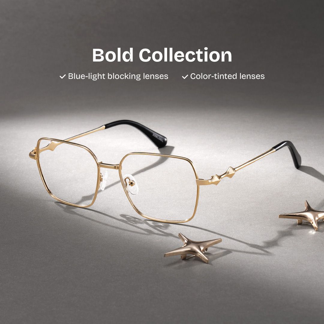 Kayla Geometric Gold metal Glasses