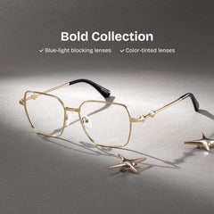 Kayla Geometric Gold metal Glasses