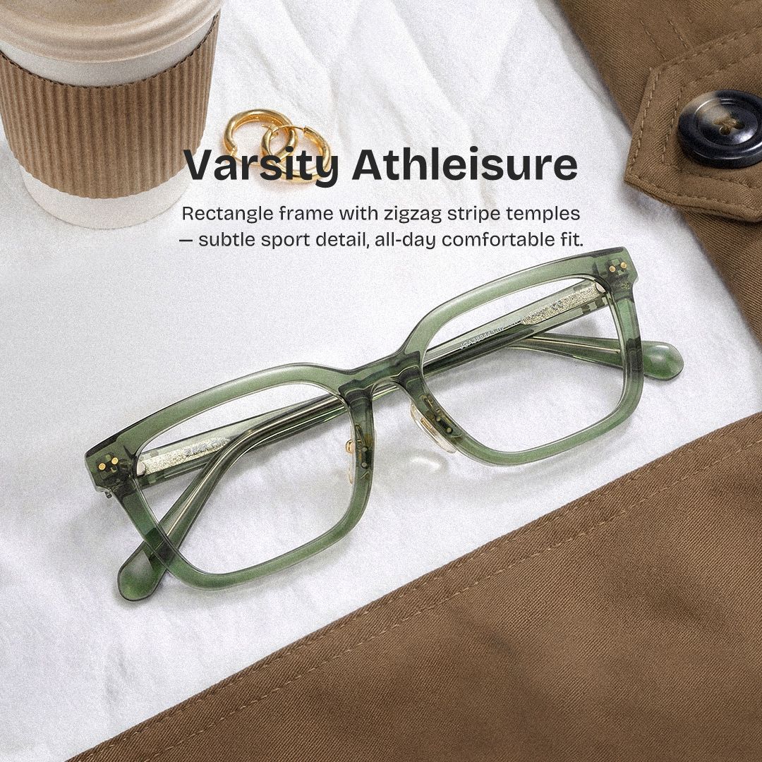 Remy Rectangle Green acetate Glasses