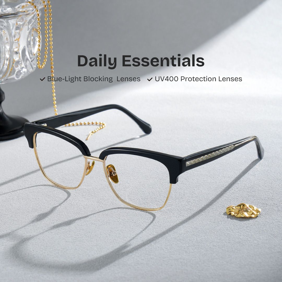 Ellis Browline Black Gold mixed Glasses