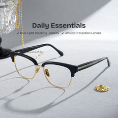 Ellis Browline Black Gold mixed Glasses