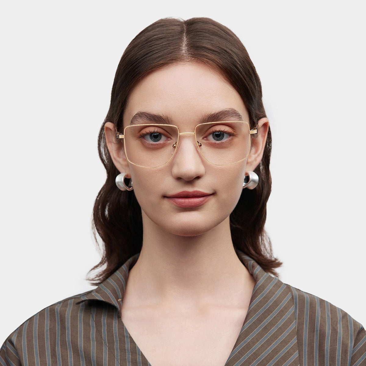 Felicity Geometric Gold yellow metal Glasses