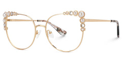 Wallice Cat eye Gold metal Glasses