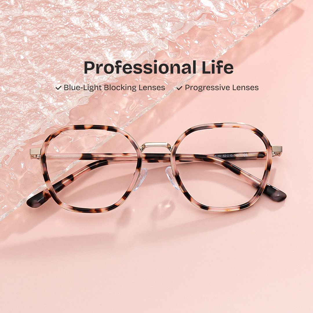 Mitchell Geometric Pink Tortoise mixed Glasses