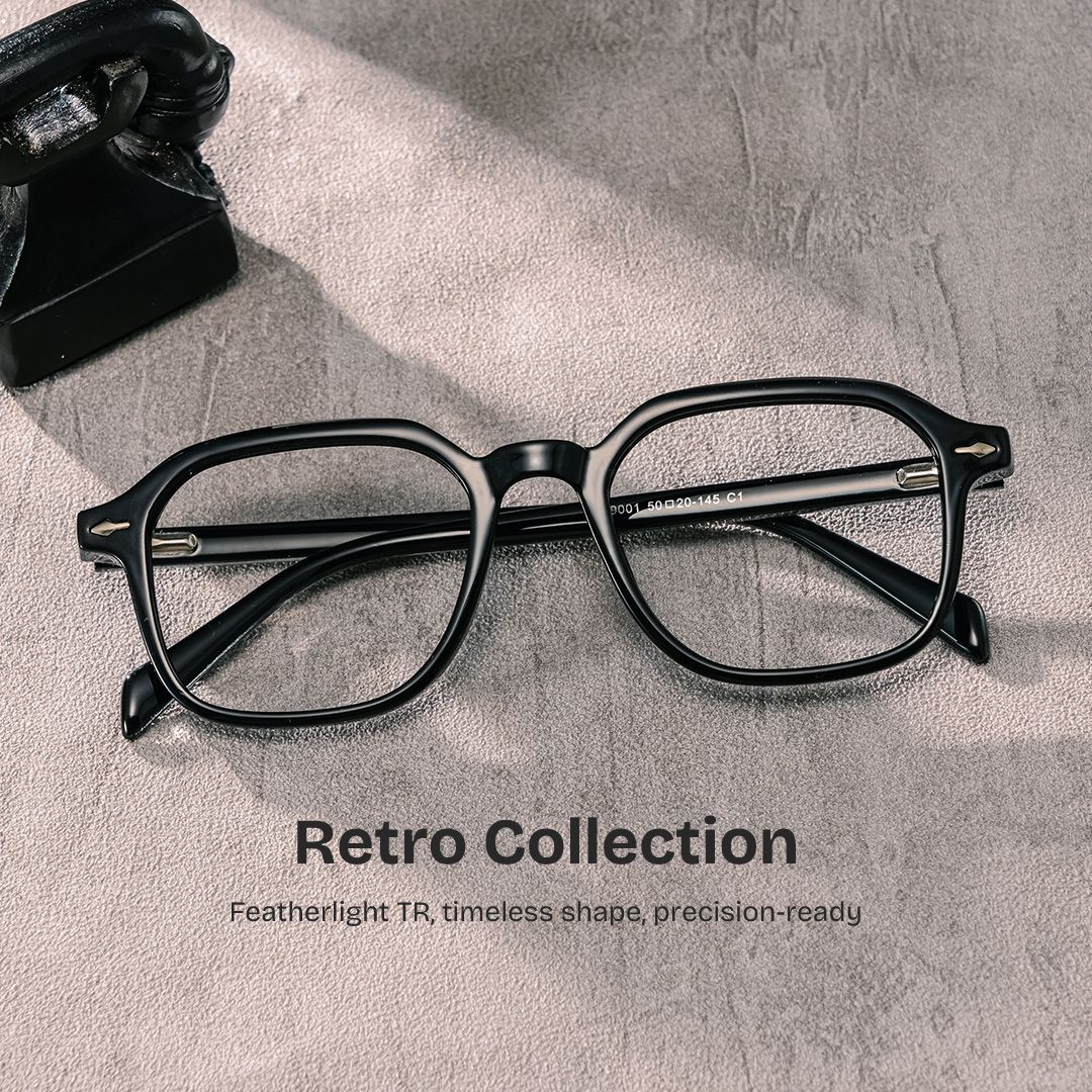 Josh Rectangle Black TR90 Glasses
