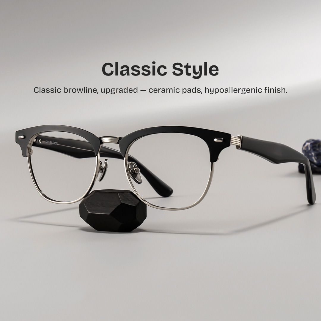 Penelope Browline Silver mixed Glasses