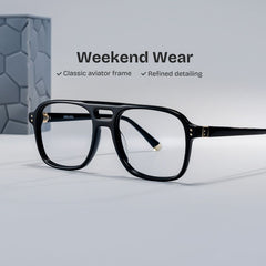 Athena Aviator Black acetate Glasses