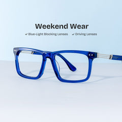 Emerson Rectangle Blue mixed Glasses