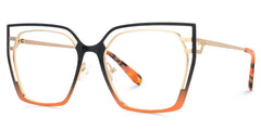 Quinn Geometric Black Orange metal Glasses