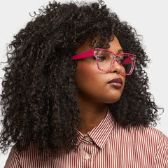 Zerica Square Rose Red acetate Glasses