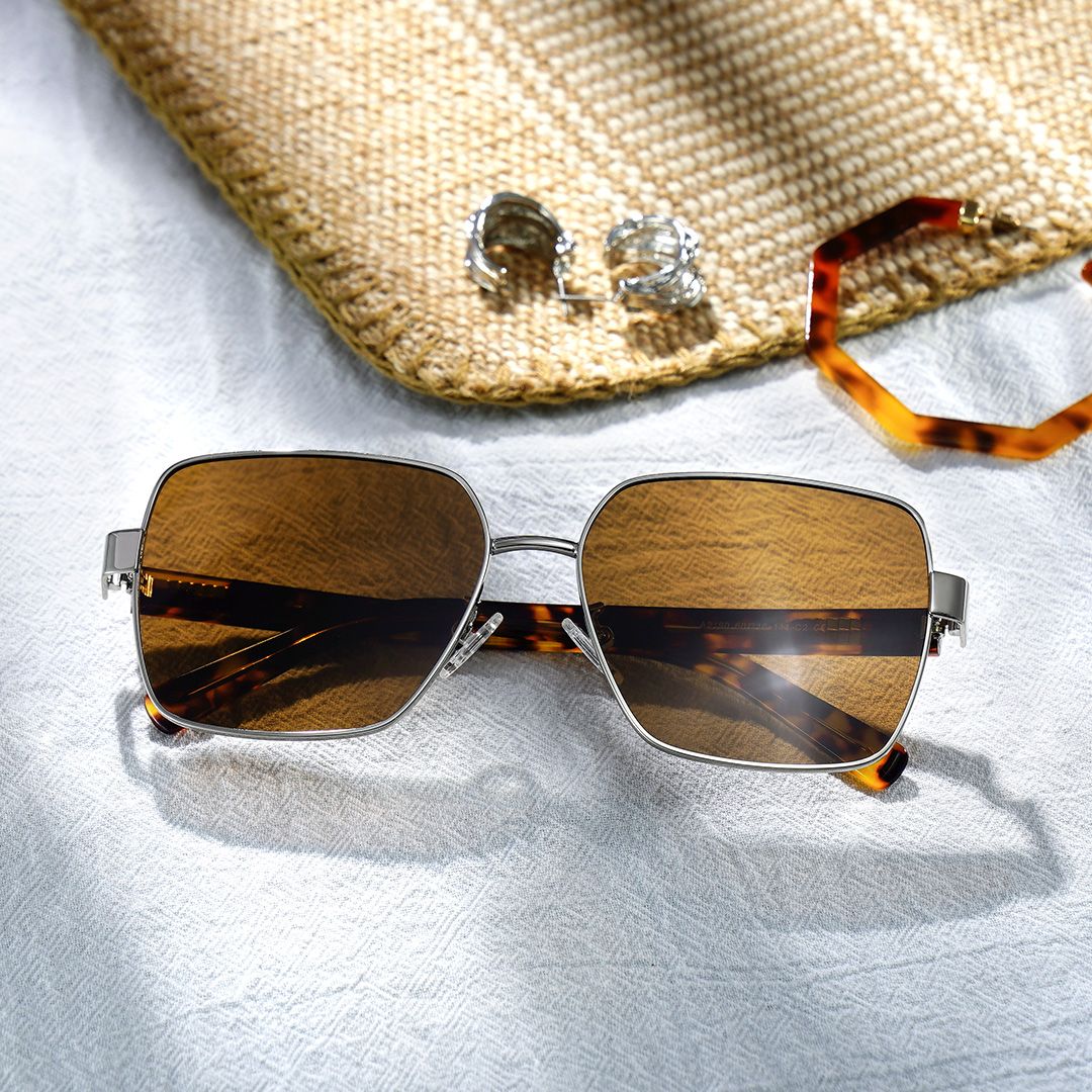 Sahara Square Brown metal Glasses