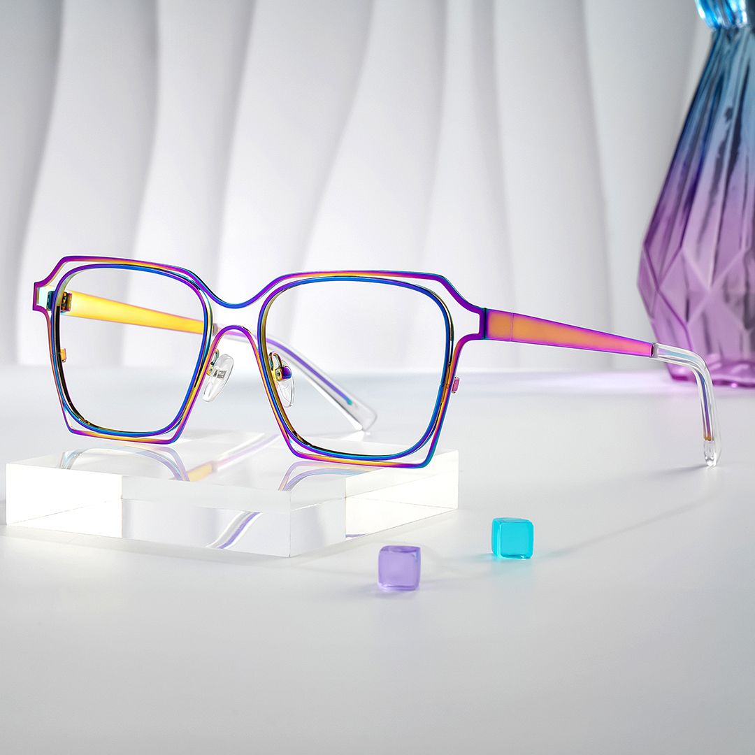 Foday Geometric Iridescent metal Glasses