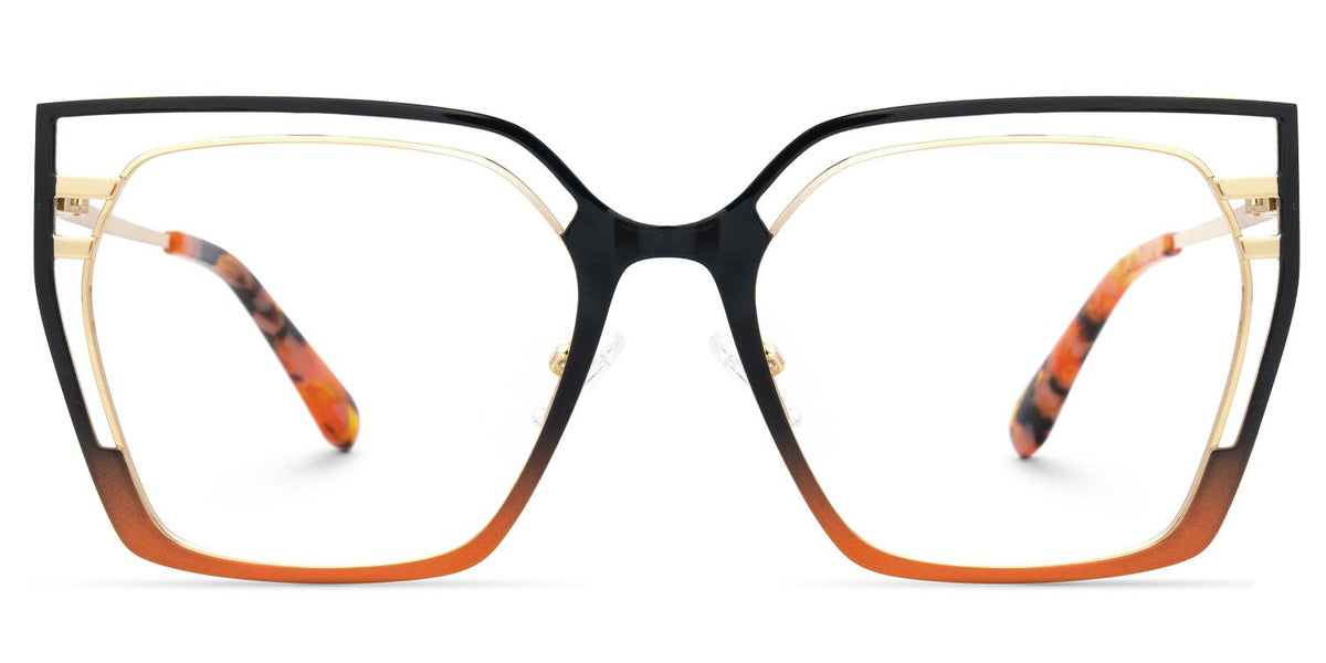 Quinn Geometric Black Orange metal Glasses