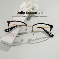 Lacey Browline Black metal Glasses