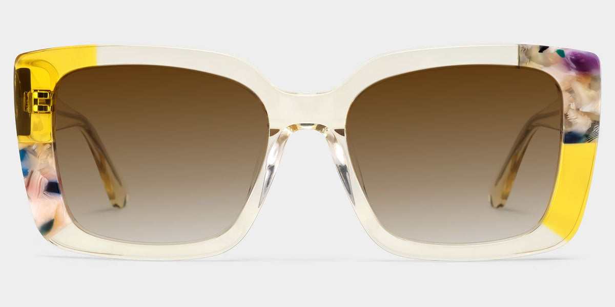 Palma Square Yellow acetate Glasses
