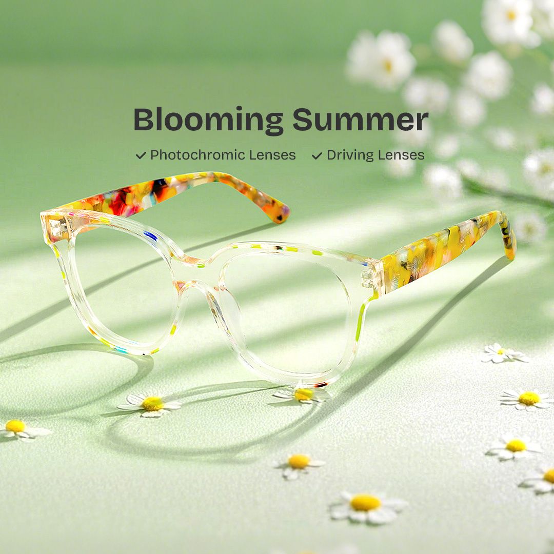 Jett Square Yellow Clear acetate Glasses