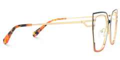 Quinn Geometric Black Orange metal Glasses